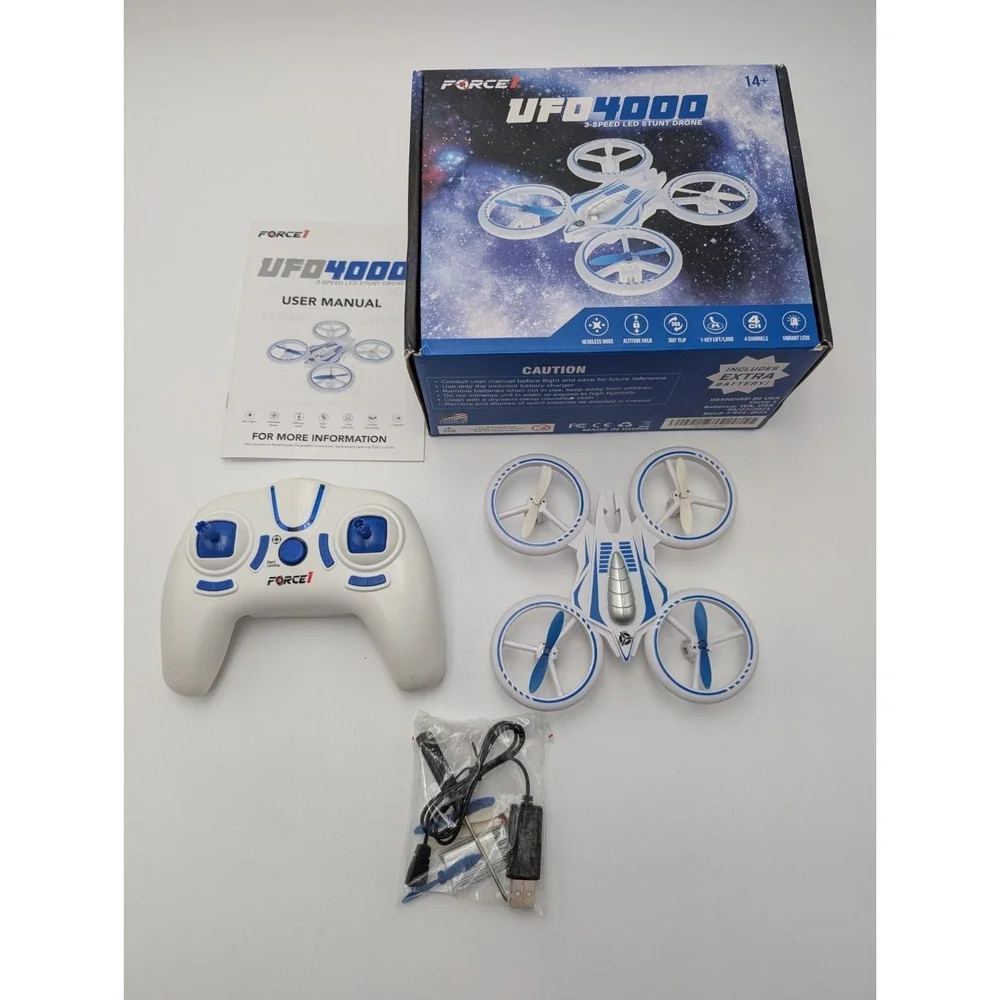 Toy Drone~NEW In Original Box‎ Force1 UFO 4000 ~2 Speed LED Stunt Drone